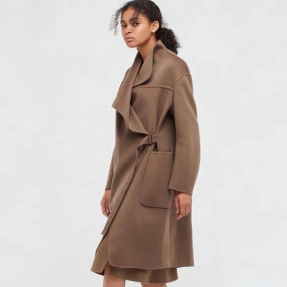 Uniqlo + J Jil Sanders Cashmere Wool Blend Collarless Coat - Picture 2 of 7